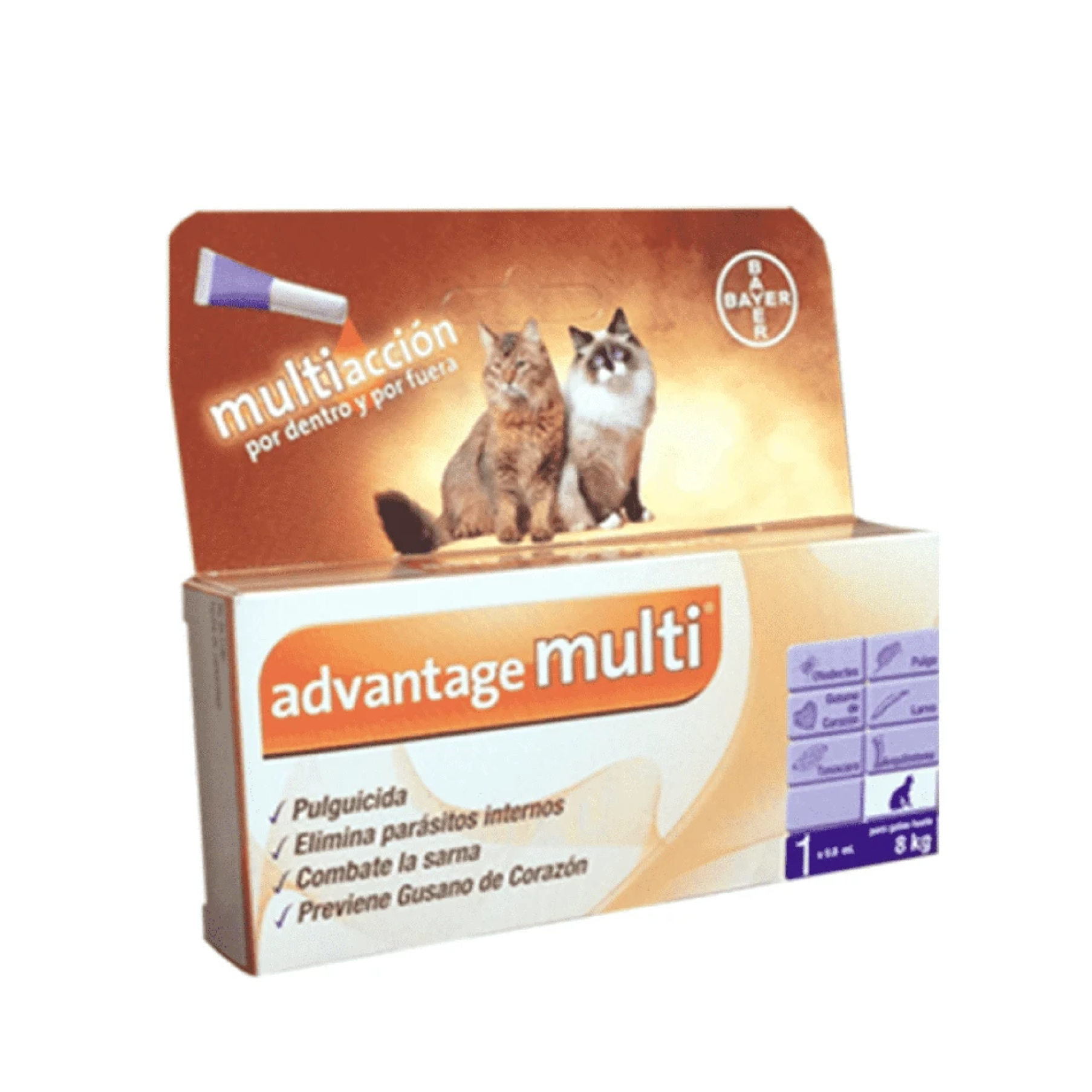 Advantage Multi Gato - Antipulgas Parasitos Sarna hasta 8 kg Advantage Multi Gato - Antipulgas Parasitos Sarna hasta 8 kg